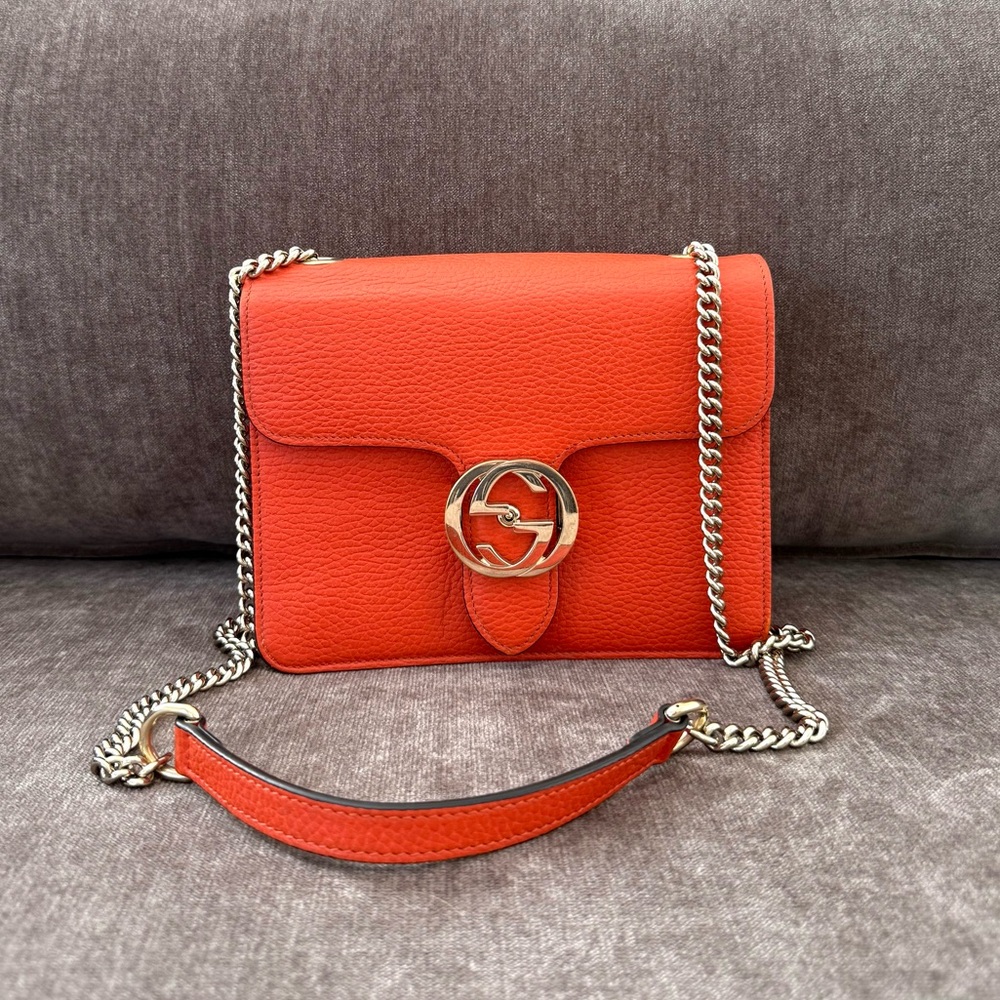 Authentic Gucci Interlocking GG Small Calfskin le… - image 4